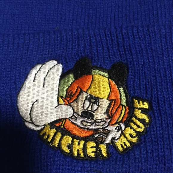 Disney Princess Mickey Mouse Cuffed Beanie Knit Toboggan Blue Sock Hat LIKE NEW - Picture 2 of 5